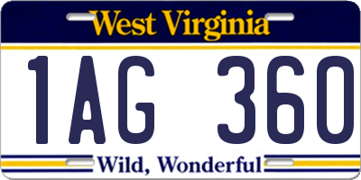 WV license plate 1AG360