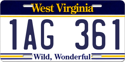 WV license plate 1AG361