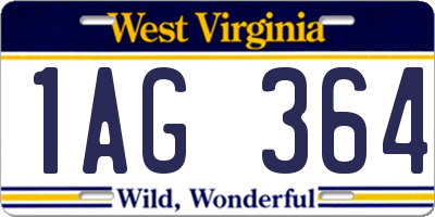 WV license plate 1AG364