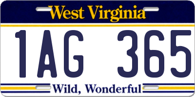 WV license plate 1AG365