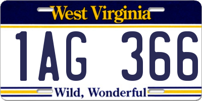 WV license plate 1AG366