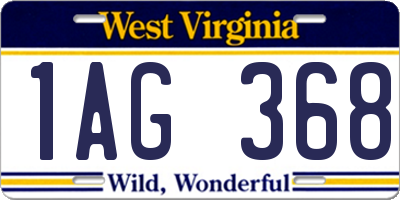 WV license plate 1AG368