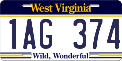 WV license plate 1AG374