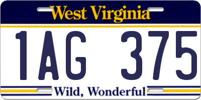 WV license plate 1AG375