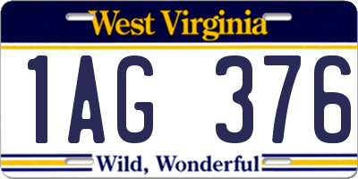 WV license plate 1AG376