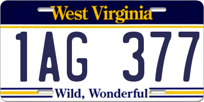 WV license plate 1AG377