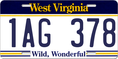 WV license plate 1AG378