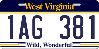 WV license plate 1AG381