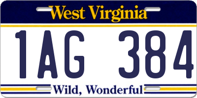 WV license plate 1AG384