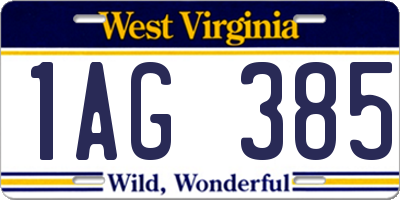 WV license plate 1AG385
