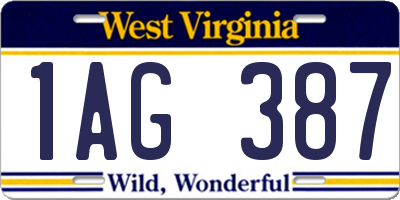 WV license plate 1AG387