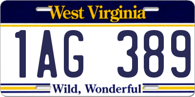 WV license plate 1AG389