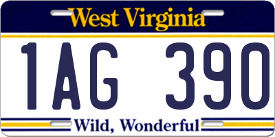 WV license plate 1AG390