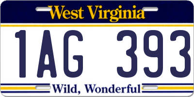 WV license plate 1AG393