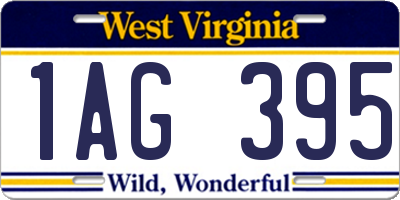 WV license plate 1AG395