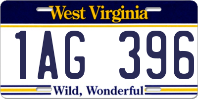 WV license plate 1AG396