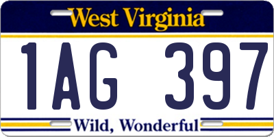 WV license plate 1AG397