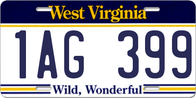 WV license plate 1AG399