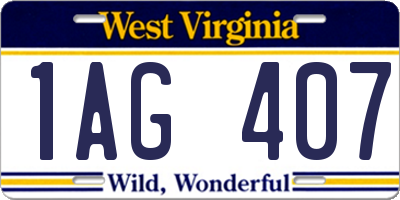 WV license plate 1AG407