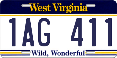 WV license plate 1AG411