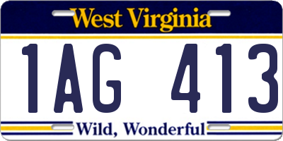 WV license plate 1AG413