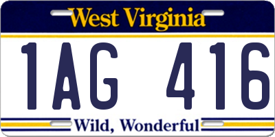 WV license plate 1AG416