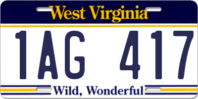 WV license plate 1AG417