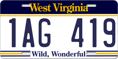 WV license plate 1AG419