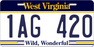 WV license plate 1AG420