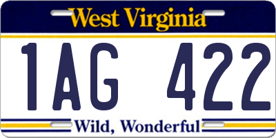 WV license plate 1AG422