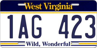 WV license plate 1AG423