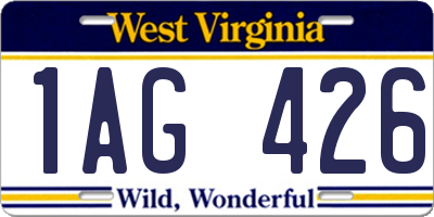 WV license plate 1AG426