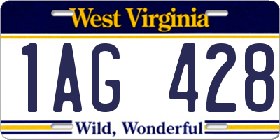 WV license plate 1AG428