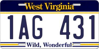 WV license plate 1AG431