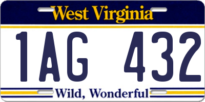 WV license plate 1AG432