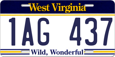 WV license plate 1AG437