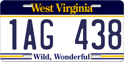 WV license plate 1AG438