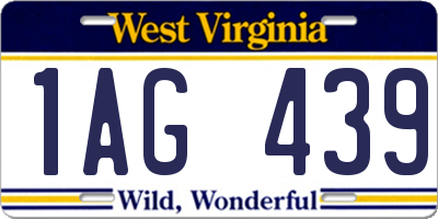 WV license plate 1AG439