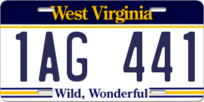 WV license plate 1AG441