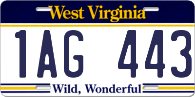 WV license plate 1AG443