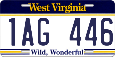 WV license plate 1AG446