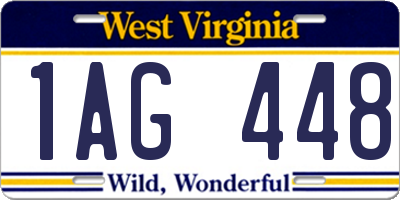 WV license plate 1AG448