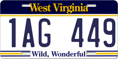 WV license plate 1AG449