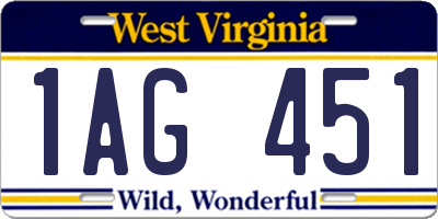 WV license plate 1AG451