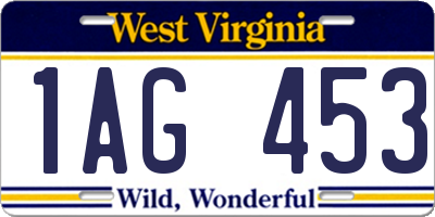 WV license plate 1AG453