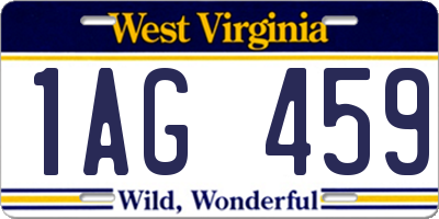 WV license plate 1AG459