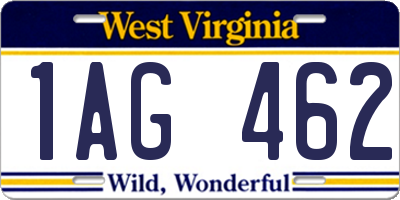 WV license plate 1AG462