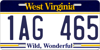 WV license plate 1AG465