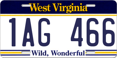 WV license plate 1AG466