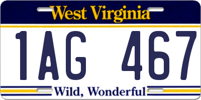 WV license plate 1AG467